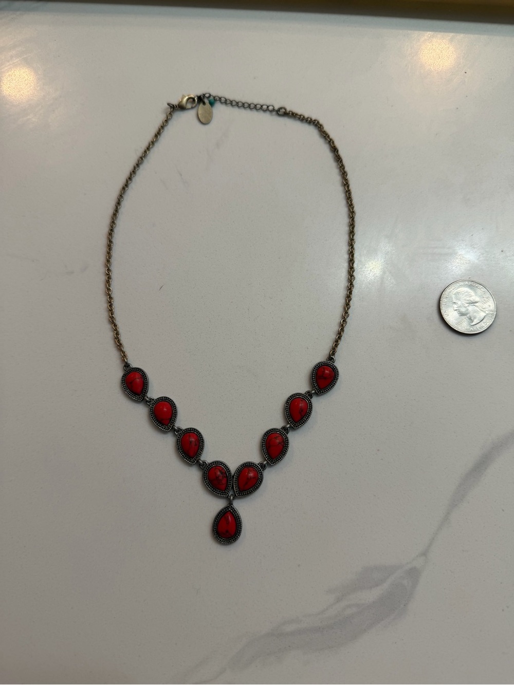 Delicate Red Teardrop Statement Necklace - Women's Jewelry
